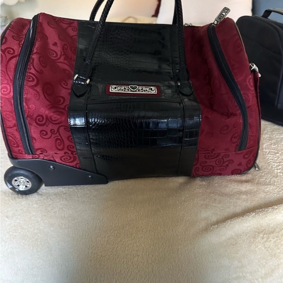 Brighton Rolling weekender with loops for cosmetics, black leather and fabric - Picture 3 of 6